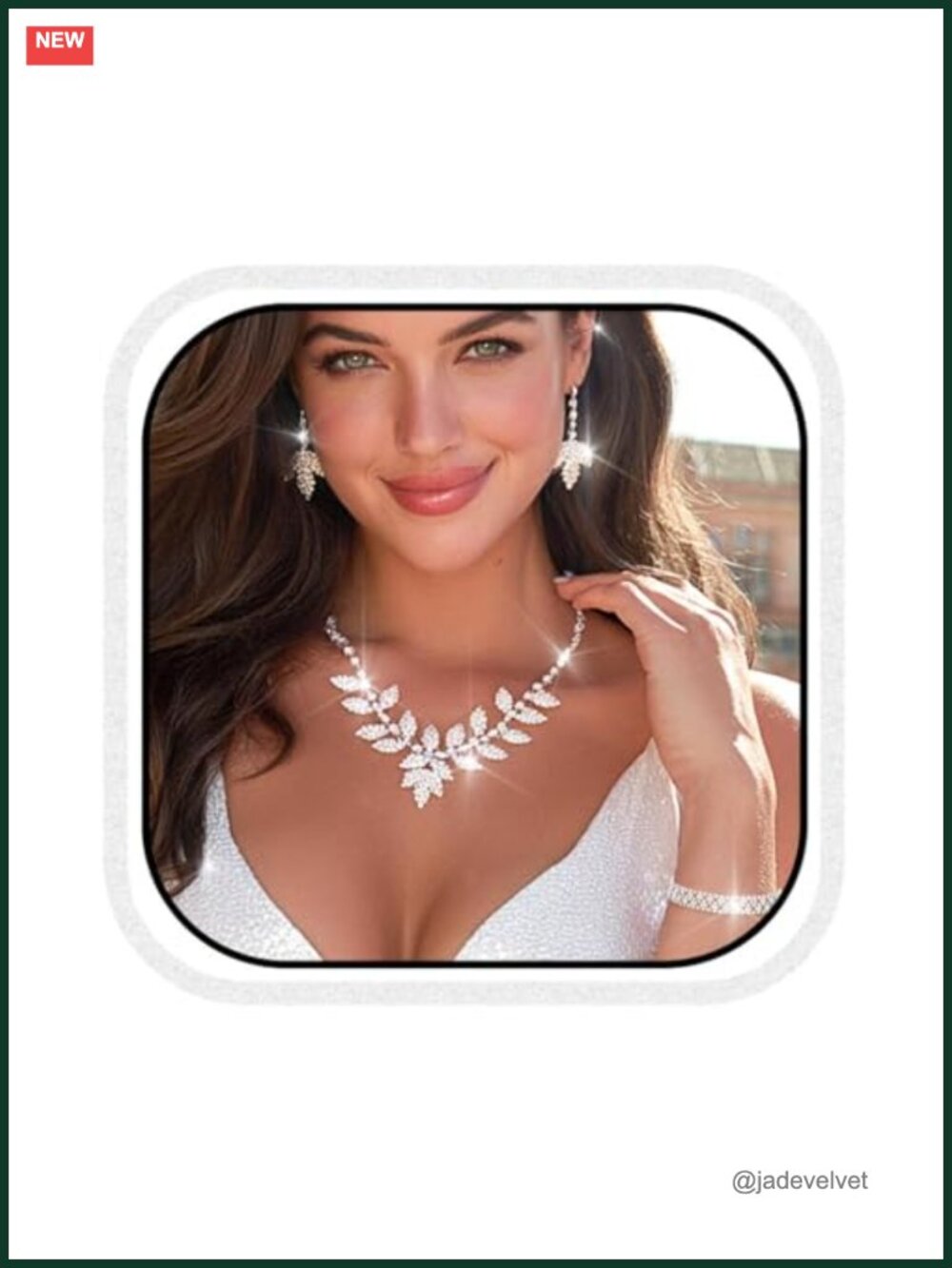 Rhinestone Necklace Earrings Bracelet Set Bridal Wedding Prom Formal
